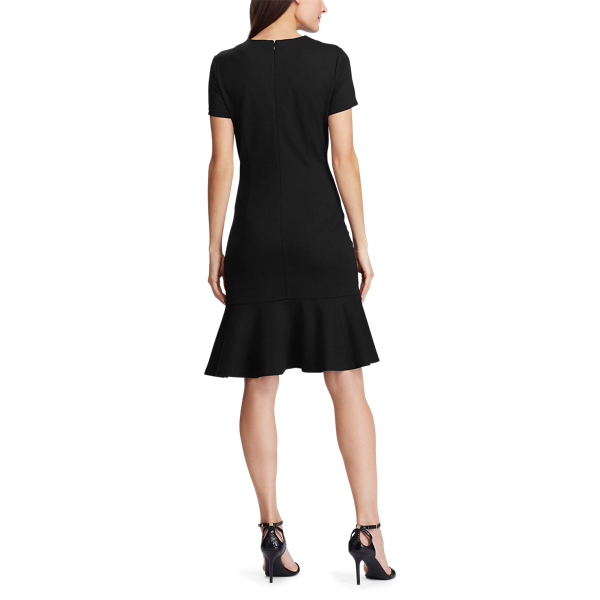 Black Button-Trim Ponte Dress Lauren 3