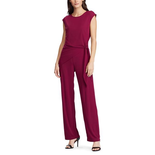 Dark Rasberry Side-Tie Jersey Jumpsuit Lauren 3