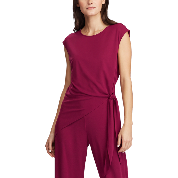 Dark Rasberry Side-Tie Jersey Jumpsuit Lauren 5