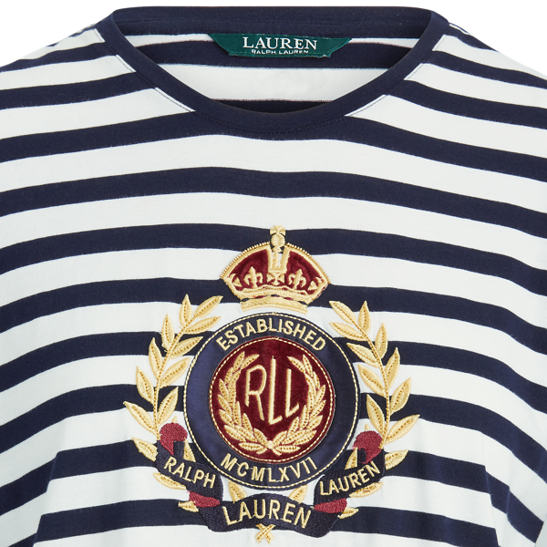 Lauren Navy/White Crest Cotton-Blend Tee Lauren 6