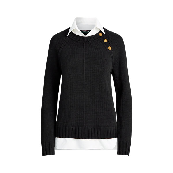 Layered Cotton-Blend Sweater Lauren em 1