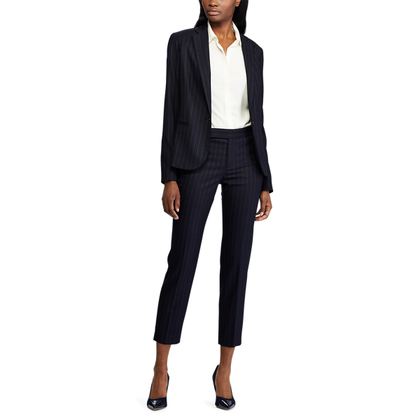 Navy Multi Wool-Blend Skinny Trouser Lauren 2