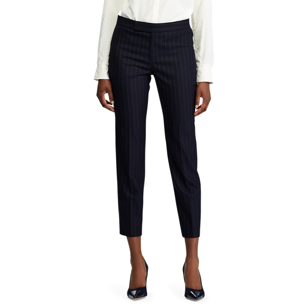Navy Multi Wool-Blend Skinny Trouser Lauren 3