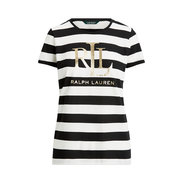 Logo Cotton-Blend Striped Tee Lauren 1