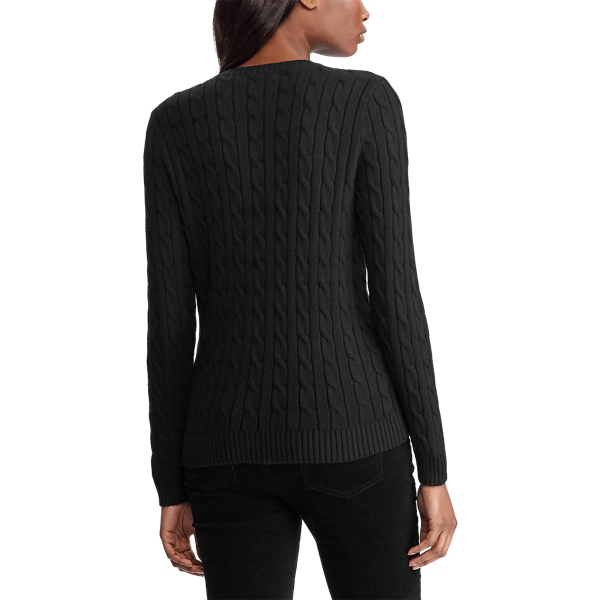 Black Button-Trim Cable Jumper Lauren 4