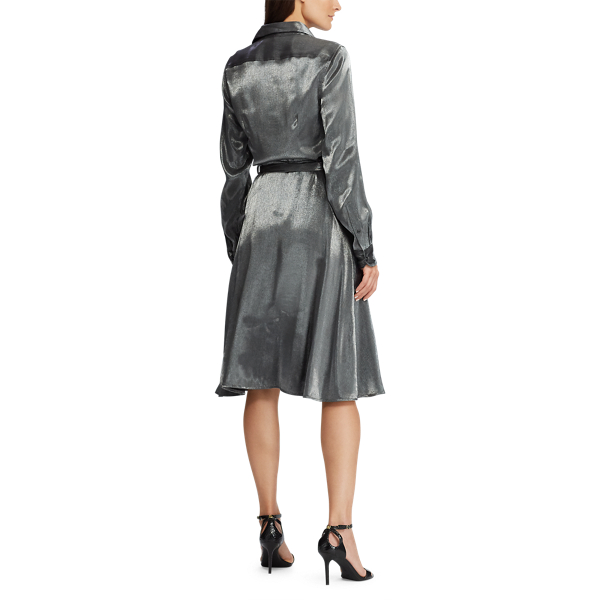 Black/Gunmetal Satin Shirtdress Lauren 5