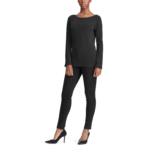 Black Long-Sleeve Boatneck Shirt Lauren 2
