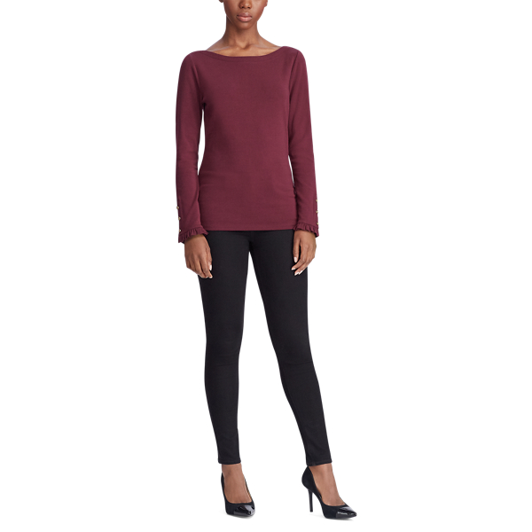 Langarmhemd mit U-Boot-Ausschnitt Lauren in Pinot Noir 2