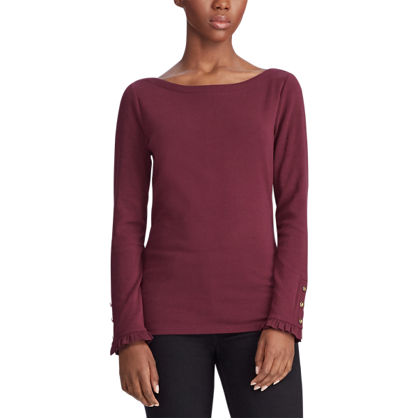 Langarmhemd mit U-Boot-Ausschnitt Lauren in Pinot Noir 3