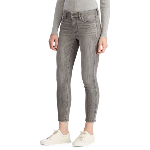 Smoke Grey Wash Premier Straight Ankle Jean Lauren 4
