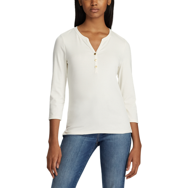 Mascarpone Cream Stretch Cotton Top Lauren 3