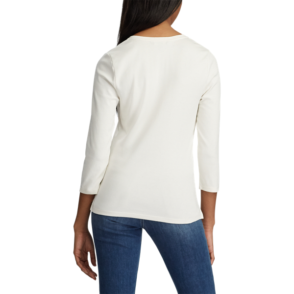 Mascarpone Cream Stretch Cotton Top Lauren 4