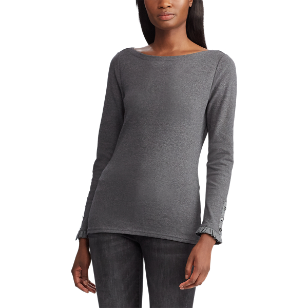 Lexington Grey Heather Long-Sleeve Boatneck Shirt Lauren 3