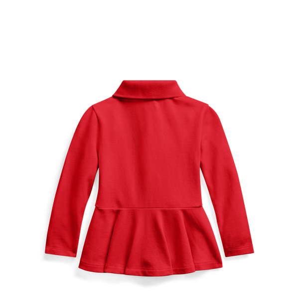 RL 2000 Red Cotton Piqu&eacute; Peplum Polo Baby Girl 2
