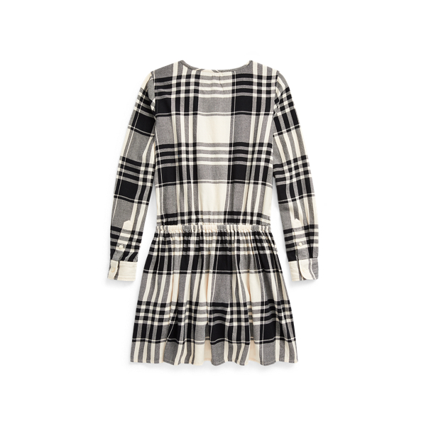 Cream/Black Plaid Cotton Poplin Shirtdress Girls 7-16 2