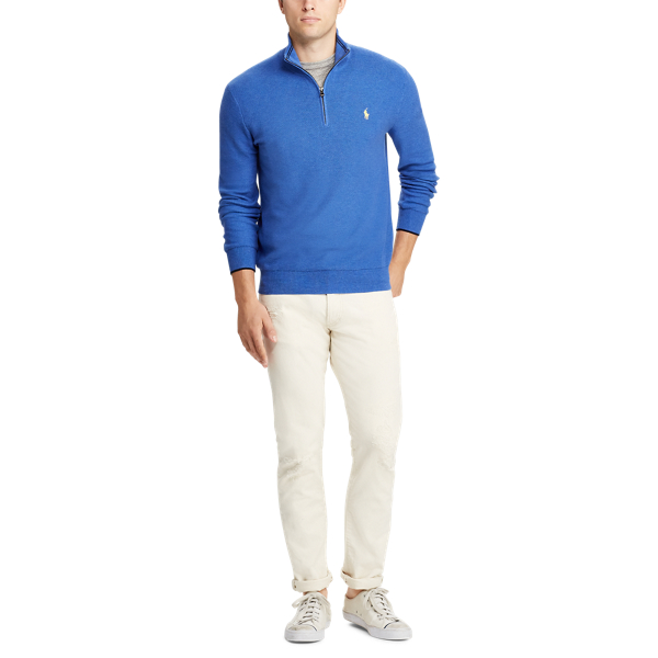 Dockside Blue Heather Cotton Mesh Quarter-Zip Jumper Big & Tall 2