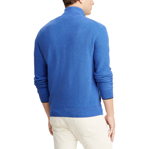 Dockside Blue Heather Cotton Mesh Quarter-Zip Jumper Big & Tall 4
