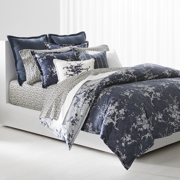 Navy Multi Eva Botanical Sateen Comforter Set Lauren Home 1