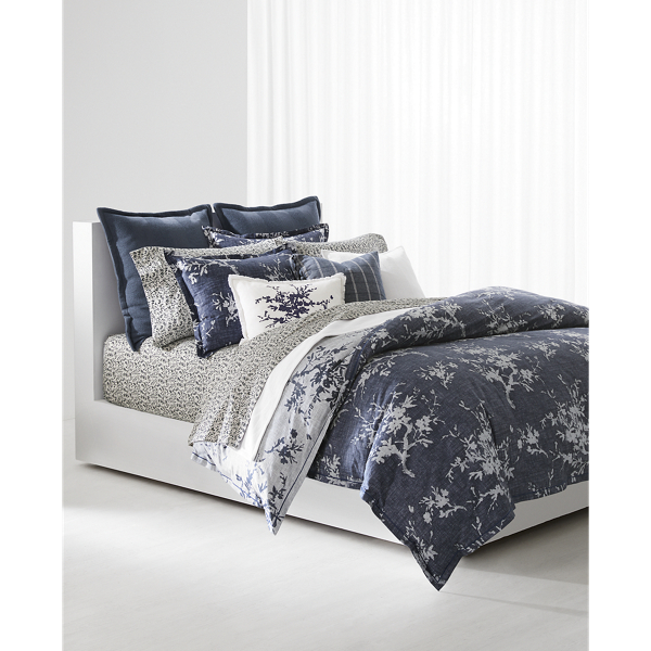 Grey Multi Eva Leaf Sateen Sheet Set Lauren Home 2