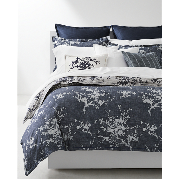 Grey Multi Eva Leaf Sateen Sheet Set Lauren Home 3
