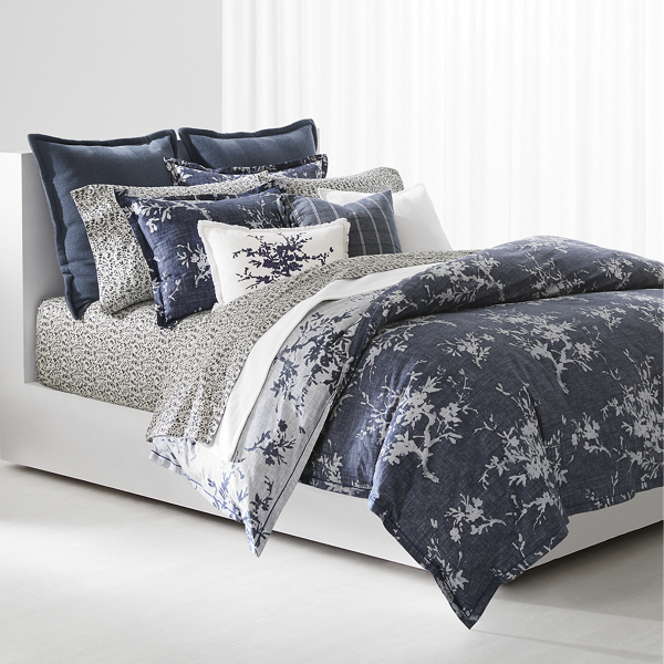 Navy Multi Eva Botanical Sateen Duvet Cover Set Lauren Home 1