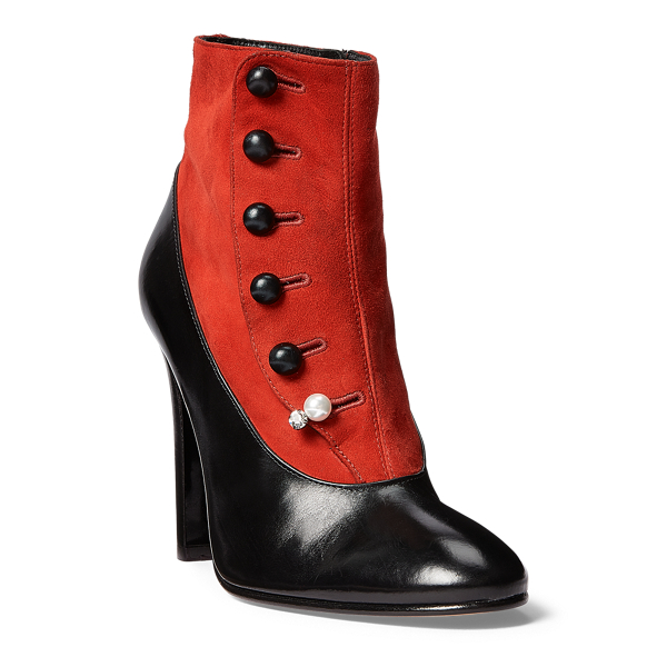 Black/Red Marykate Heeled Buttoned Boot Ralph Lauren Collection 2