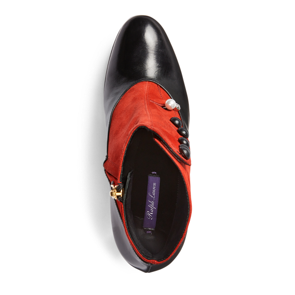 Black/Red Marykate Heeled Buttoned Boot Ralph Lauren Collection 3