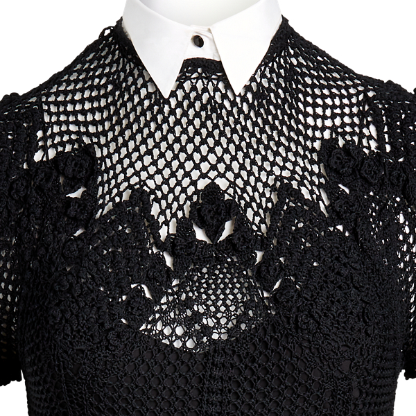 Black Silk Crochet Crewneck Dress Ralph Lauren Collection 6