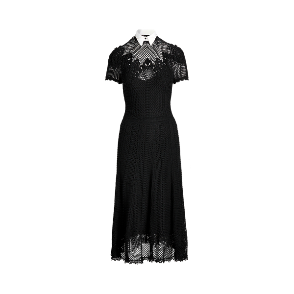Silk Crochet Crewneck Dress Ralph Lauren Collection 1