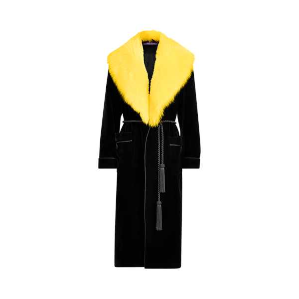 Black Cyrene Shearling-Velvet Coat Ralph Lauren Collection 2