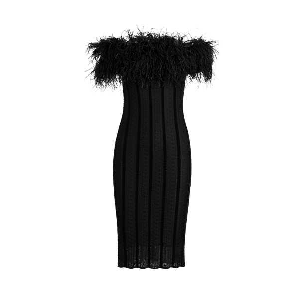 Black Feather Off-the-Shoulder Dress Ralph Lauren Collection 2
