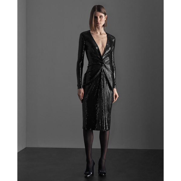 Black Stellan Sequined Midi Dress Ralph Lauren Collection 3