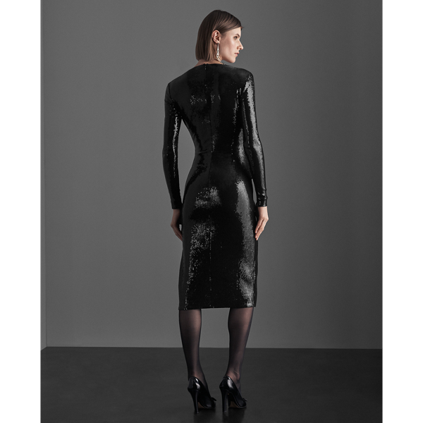 Black Stellan Sequined Midi Dress Ralph Lauren Collection 5
