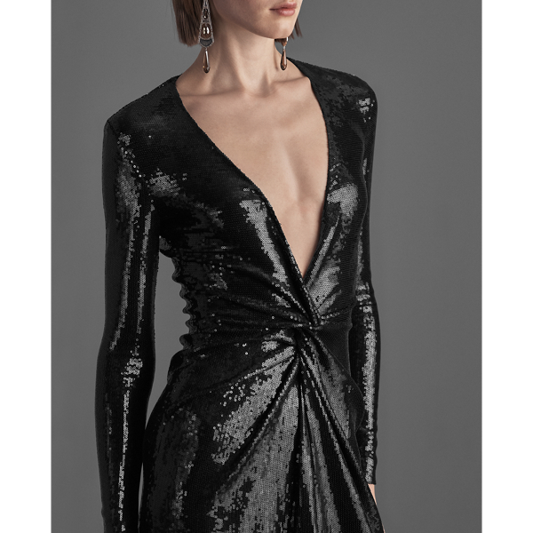 Black Stellan Sequined Midi Dress Ralph Lauren Collection 6