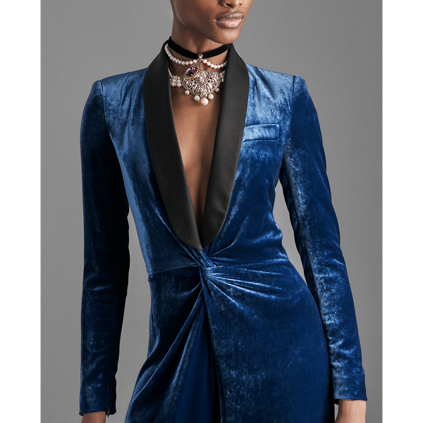 Prussian Blue Caldwell Velvet Jumpsuit Ralph Lauren Collection 3