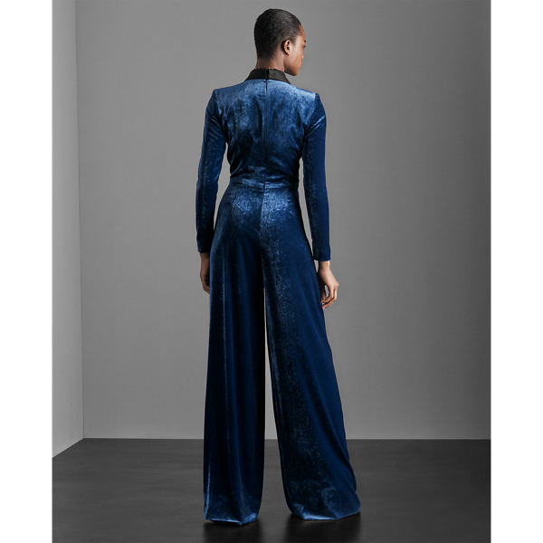 Prussian Blue Caldwell Velvet Jumpsuit Ralph Lauren Collection 5