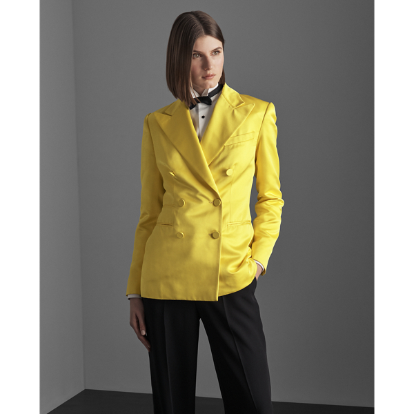 Bright Yellow Buffy Silk Tuxedo Jacket Ralph Lauren Collection 1