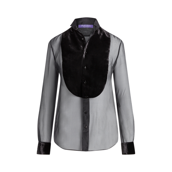 Camicia a coda di rondine in organza