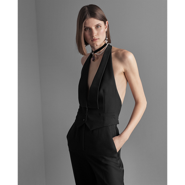 Black Clyde Wool Barathea Jumpsuit Ralph Lauren Collection 3