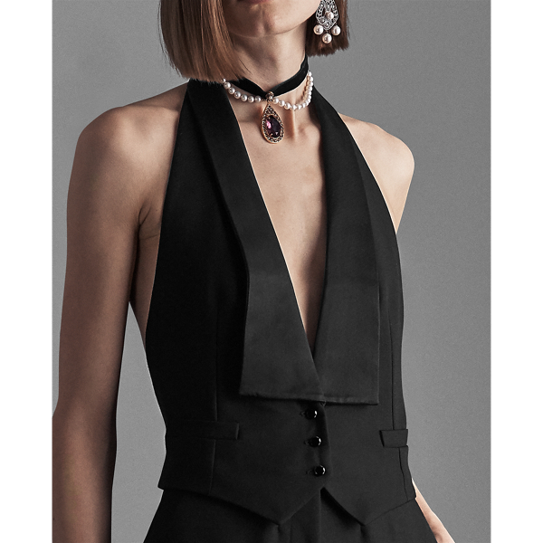 Black Clyde Wool Barathea Jumpsuit Ralph Lauren Collection 6