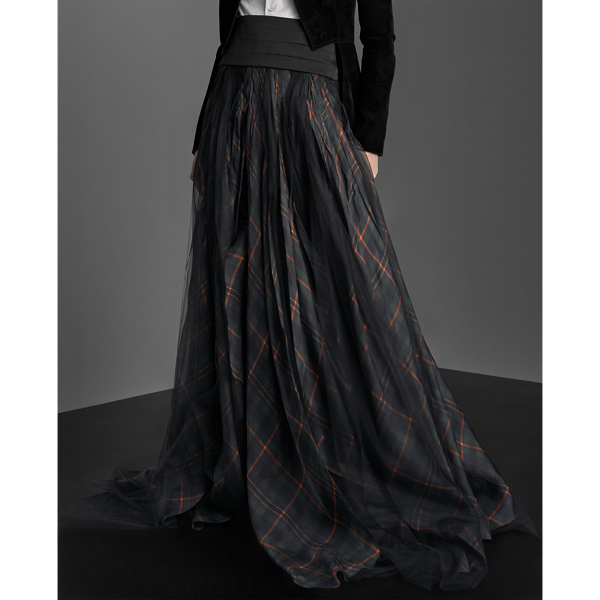 Green Multi Arlington Organza-Tulle Skirt Ralph Lauren Collection 3