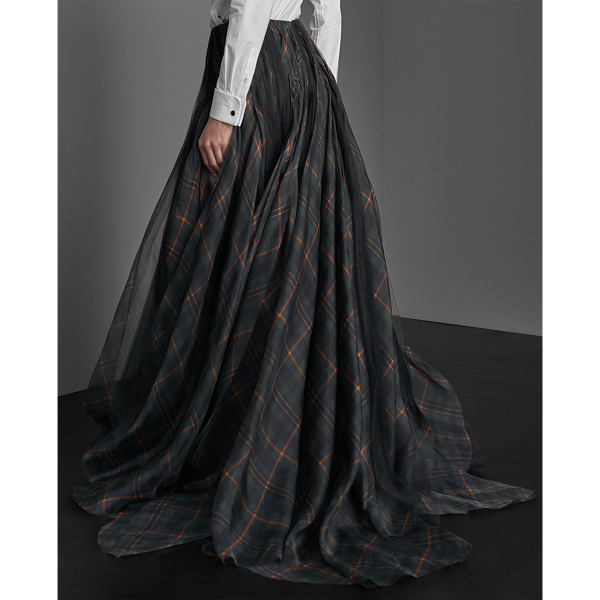 Green Multi Arlington Organza-Tulle Skirt Ralph Lauren Collection 4