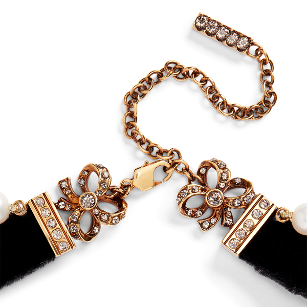 Amethyst Velvet-Pearl Drop Choker Ralph Lauren Collection 2
