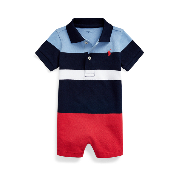 Striped Cotton Mesh Polo Shortall Baby Boy 1