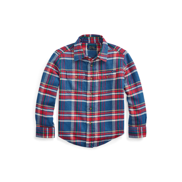 Plaid Cotton Twill Workshirt Boys 1.5-6 Years em 1