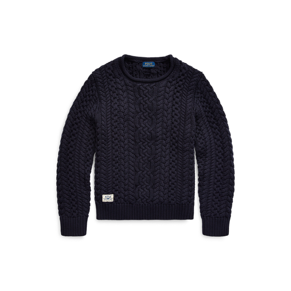 Aran-Knit Cotton Sweater Boys 6-14 Years in 1