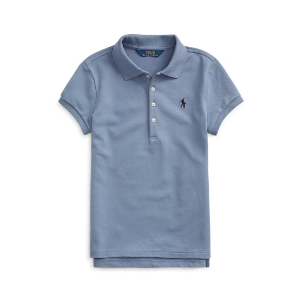 Stretch Cotton Mesh Polo Shirt Girls 7-14 Years 1