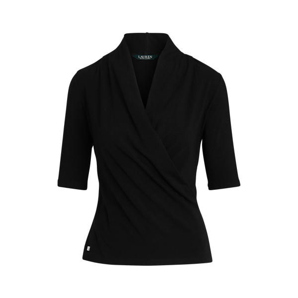 Cotton-Blend Wrap Top Lauren in 1