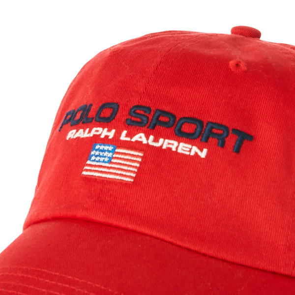 RL 2000 Red W/ Polo Sport Flag Cotton Chino Cap Polo Ralph Lauren 3
