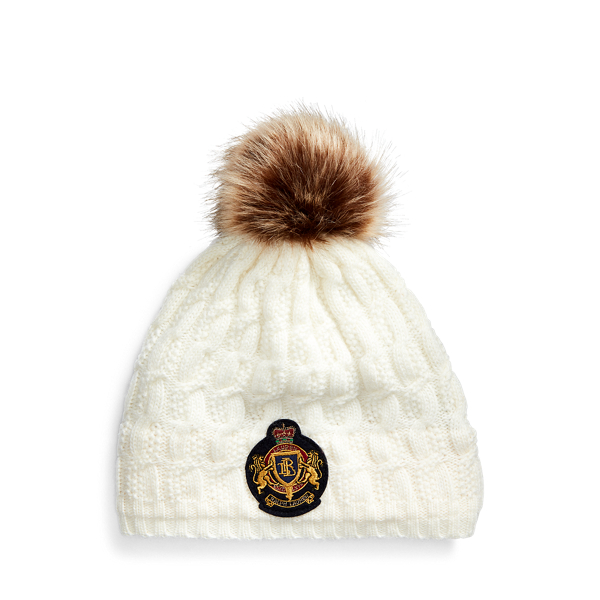 Cable-Knit Crest Patch Hat Lauren 1